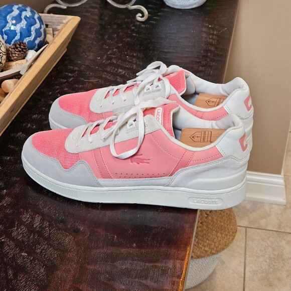 Lacoste Men's Fashion Sneakers, Salmon/Gray, Sz 12 - Picture 3 of 16